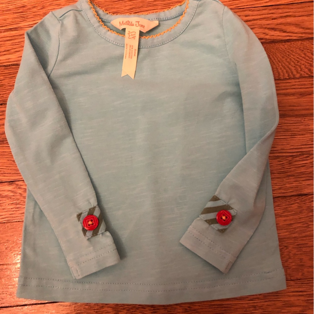 Matilda Jane 3-6 months long sleeve top blue buttons girls